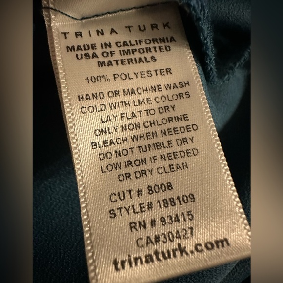 Trina Turk Amor Button Cold-Shoulder Top, Truest Teal size M - Picture 10 of 10